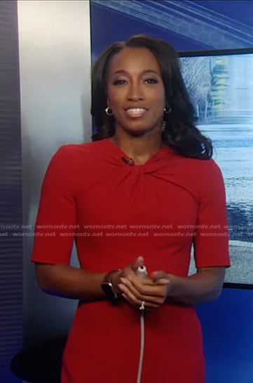 Brittany Bell’s red twist neck dress on Good Morning America