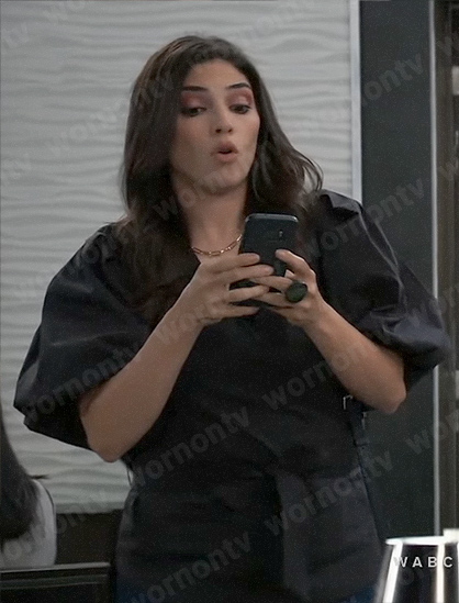 Brook Lynn’s black wrap top on General Hospital
