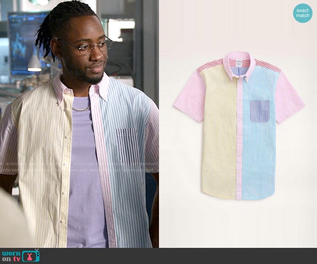 Brooks Brothers Regent Regular-Fit Short-Sleeve Sport Shirt in Poplin Fun Stripe worn by Chester Phineas Runk (Brandon McKnight) on The Flash