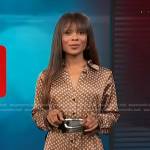 Zuri’s brown floral shirtdress on Access Hollywood