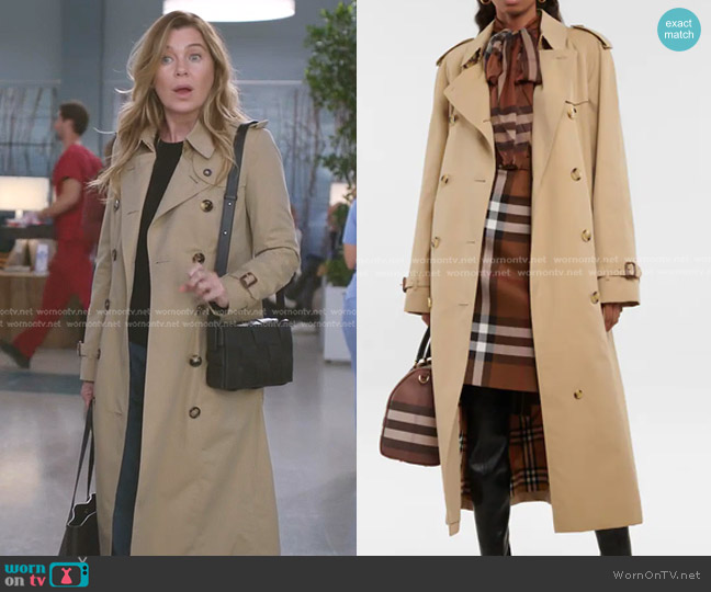 Burberry Waterloo Cotton-Gabardine Trench Coat worn by Meredith Grey (Ellen Pompeo) on Greys Anatomy