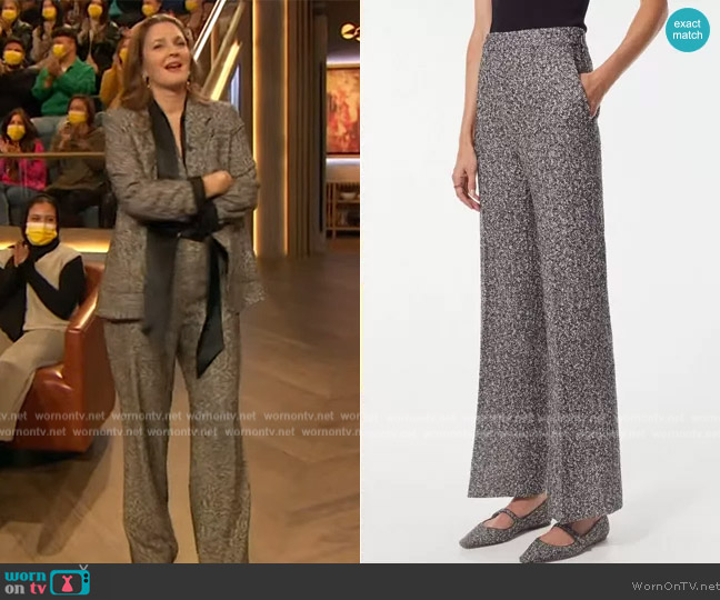 Caroline Herrera Tweed Straight Leg Pants worn by Drew Barrymore on The Drew Barrymore Show