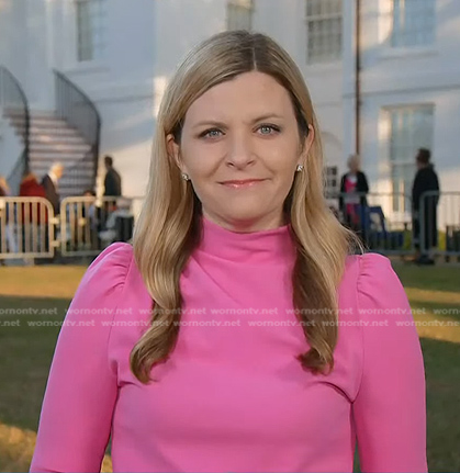 Catie Beck’s pink mock neck top on Today