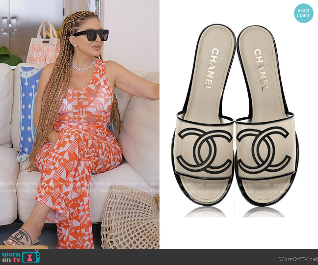Chanel Mesh Patent Calfskin CC Sandal worn by Larsa Pippen (Larsa Pippen) on The Real Housewives of Miami