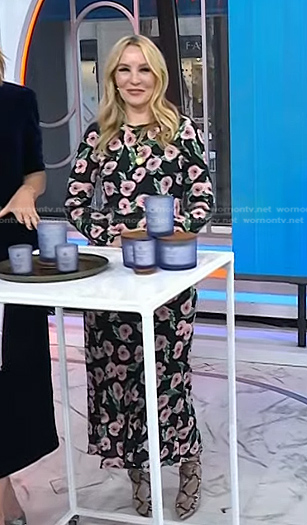 Chassie’s black floral long sleeve dress on Today
