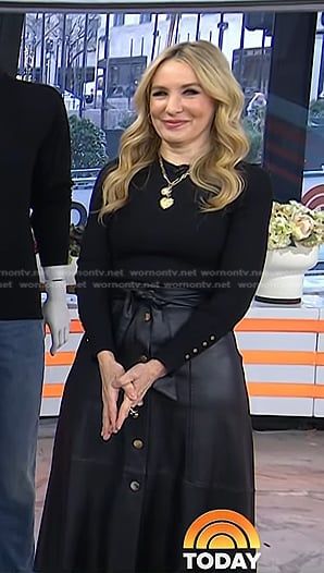 Chassie’s black sweater and leather skirt on Today