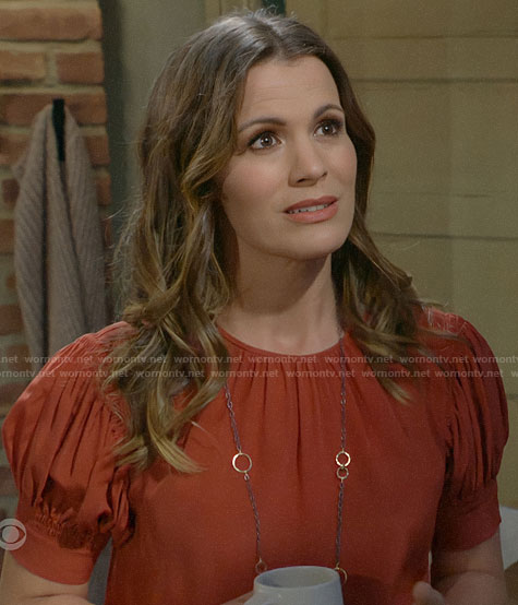 Chelsea’s puff sleeve top on The Young and the Restless