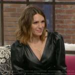 Chloe’s black leather wrap top on The Young and the Restless