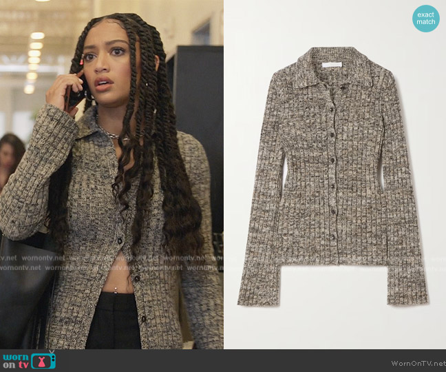 Chloe Ribbed cashmere cardigan worn by Olivia Baker (Samantha Logan) on All American