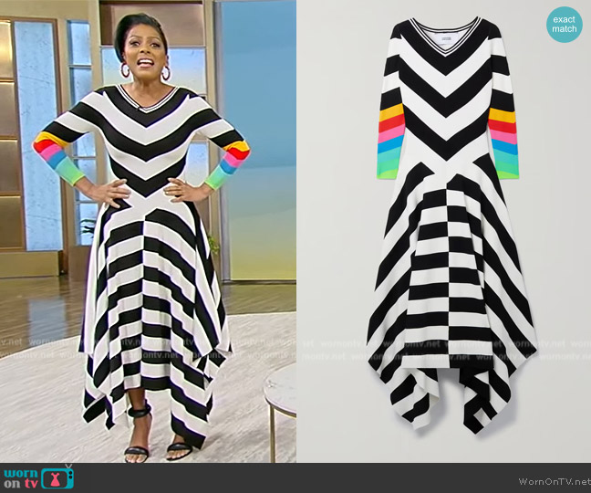 Christopher John Rogers Asymmetric Striped Maxi Dress worn by Tamron Hall on Tamron Hall Show