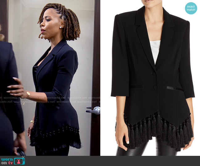 Cinq a Sept Violetta Tassel Blazer worn by Andrea Barnes (Kj Smith) on Tyler Perrys Sistas