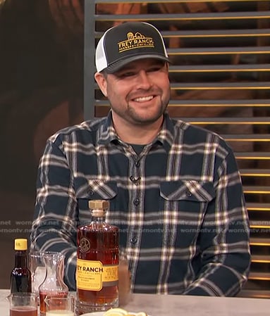 Colby Frey’s navy plaid shirt on Access Hollywood