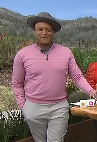 Craig Melvin’s pink quarter-zip sweater on Today