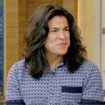 Cristo Fernandez’s blue knit button down shirt on Live with Kelly and Ryan