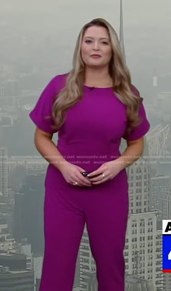 Dani Beckstrom’s purple short sleeve jumpsuit on Good Morning America