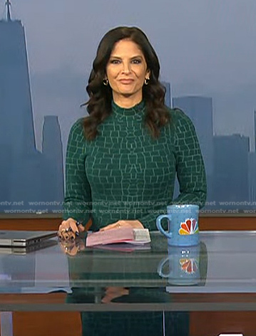 Darlene’s green printed mock neck dress on Today