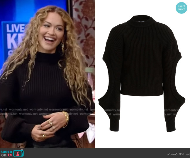 David Koma Circle-Cutout Knit Sweater Top worn by Rita Ora on Live with Kelly and Mark
