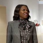 Deborah’s grey gg monogram blazer and pants on Good Morning America