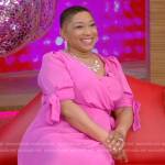 Deja Vu’s pink tie cuff wrap dress on Live with Kelly and Ryan