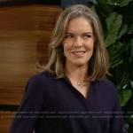Diane’s navy wrap dress on The Young and the Restless