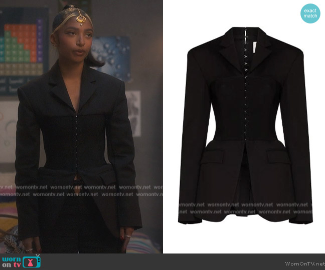 Dion Lee Fitted Corset-style Blazer worn by Zaara (Tara Raani) on Grown-ish