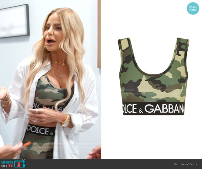 Dolce & Gabbana Camouflage-Print Cropped Top worn by Alexia Echevarria (Alexia Echevarria) on The Real Housewives of Miami