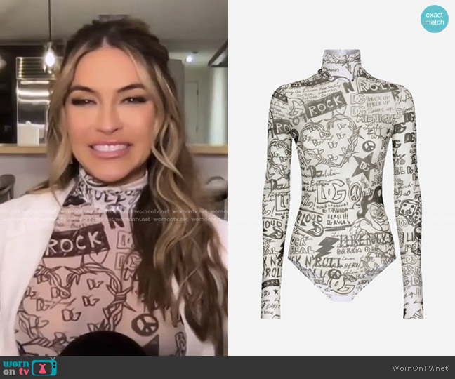 Dolce & Gabbana Logo-Print Bodysuit worn by Chrishell Stause on E! News