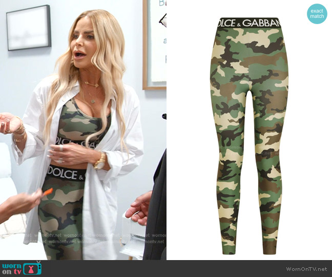 Dolce & Gabbana Logo-Waistband Camouflage-Print Leggings worn by Alexia Echevarria (Alexia Echevarria) on The Real Housewives of Miami