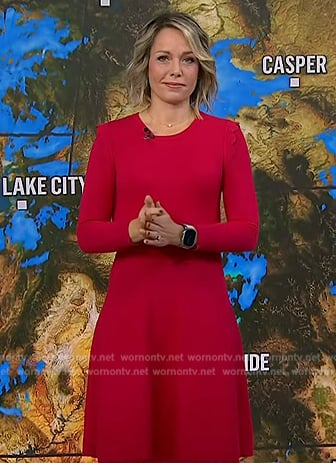 Dylan’s pink scalloped shoulder knit dress on Today