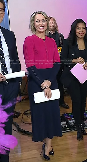 Dylan’s pink and navy colorblock dress on Today
