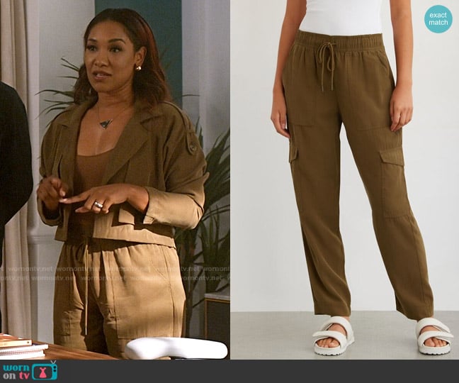 Dynamite Utility Soft Straight Leg Pants worn by Iris West (Candice Patton) on The Flash