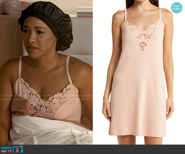 Eberjey Naya Jersey Knit Chemise in Rose Cloud worn by Iris West (Candice Patton) on The Flash