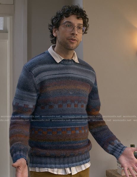 Edward’s blue striped sweater on Not Dead Yet
