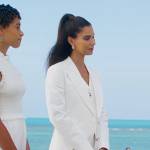Elena’s white 3 piece suit on Fantasy Island