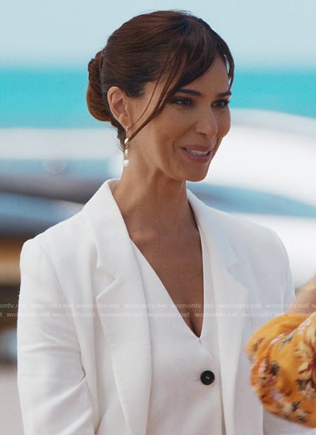 Elena’s white vest and blazer on Fantasy Island