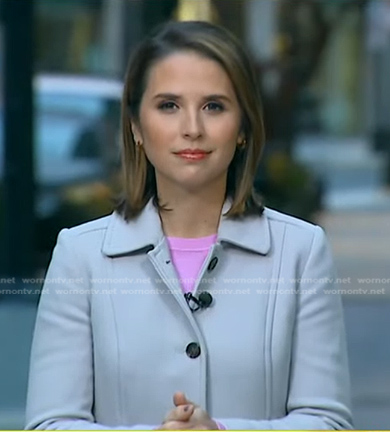 Elizabeth Schulze’s light grey coat on Good Morning America