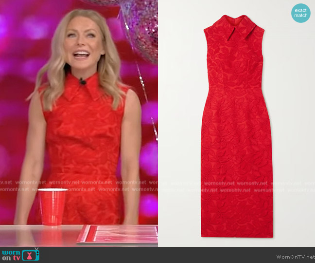 Emilia Wickstead Mason lace-embroidered mesh dress worn by Kelly Ripa on Live with Kelly and Mark