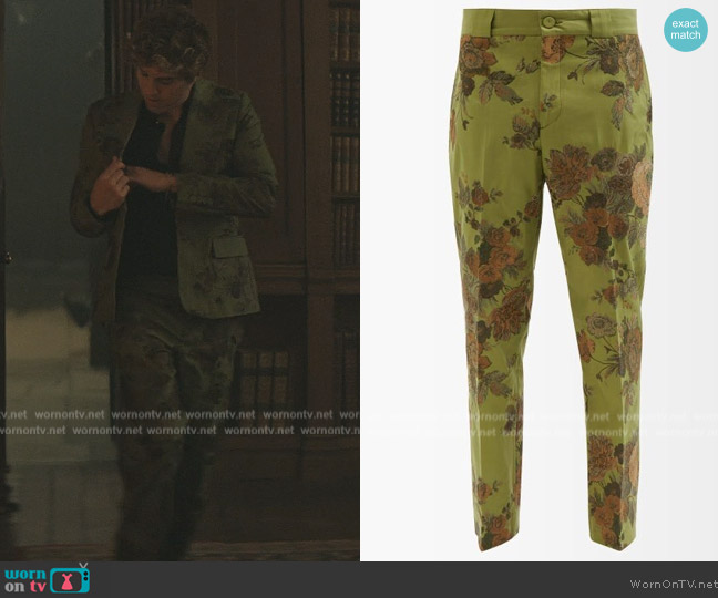 Erdem Benedict Floral Embroidered Pants worn by Adam Pratt (Lukas Gage) on You
