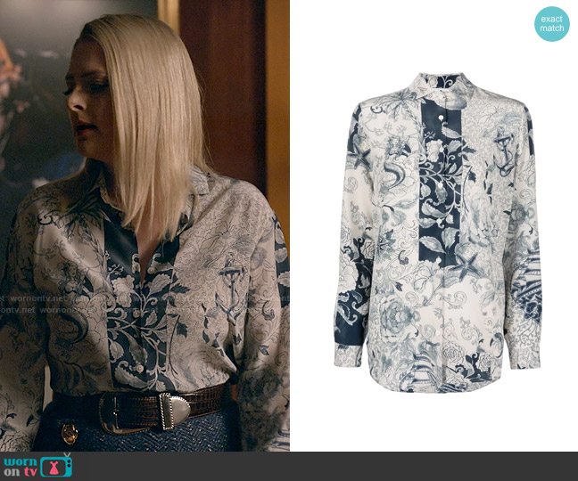 Etro Floral Paisley-print Silk Shirt worn by Lexi (Lauren Ash) on Not Dead Yet
