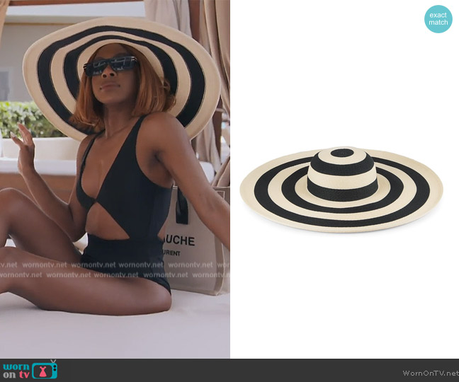 Eugenia Kim Sunny Striped Sun Hat worn by Candiace Dillard Bassett on The Real Housewives of Potomac
