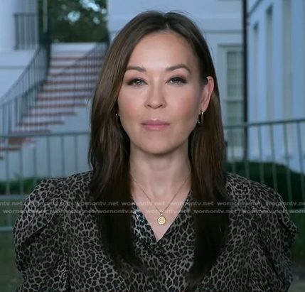 Eva’s leopard puff sleeve top on Good Morning America