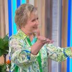 Eve Plumb’s green paisley print blouse on Sherri