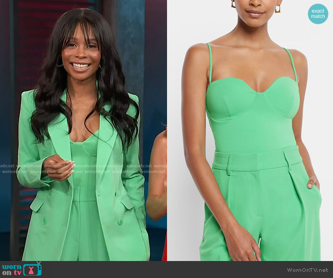 Express High Compression Body Contour Matte Bustier Bodysuit worn by Zuri Hall on Access Hollywood