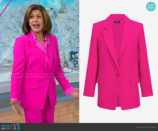Express One Button Cinched Boyfriend Blazer in Neon Berry worn by Hoda Kotb on Today