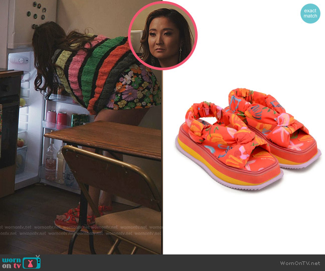 Farm Rio Fruit Print Puffy Platform Sandal worn by Mindy Chen (Ashley Park) on Emily in Paris