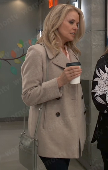 Felicia’s beige peacoat on General Hospital