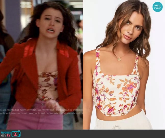 Forever 21 Floral Bustier Crop Top worn by Maxine Baker (Sara Waisglass) on Ginny & Georgia