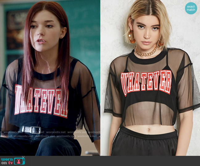 Forever 21 Whatever Sheer Mesh Crop Top worn by Abby Littman (Katie Douglas) on Ginny & Georgia