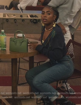 Gabrielle’s green leather bag on All American Homecoming