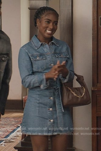 Gabrielle’s denim mini dress on All American Homecoming